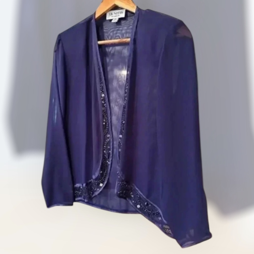 JR Nites Carol Lin Beaded Cardigan Purple Size 10